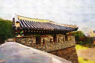 illust, , , , , ,  ,  , .,Kitanishi   Hwaseong Fortress, ,  , ,  