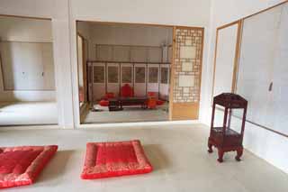 fotografia, materiale, libero il panorama, dipinga, fotografia di scorta,La stanza di Kyng-bokkung, tavola in basso cenando, Stoviglie, schermo, cuscino