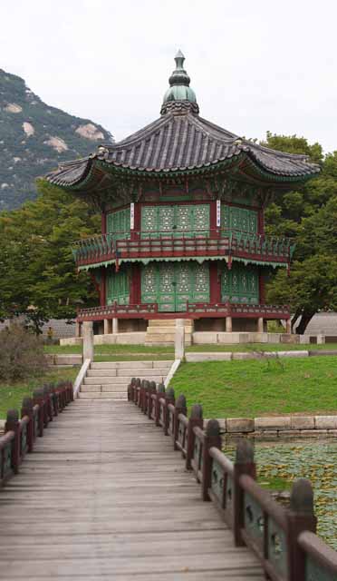 foto,tela,gratis,paisaje,fotografa,idea,Hyangwonjeong de Kyng - bokkung, Edificio de madera, Herencia de mundo, Una glorieta, Puente de Suiko