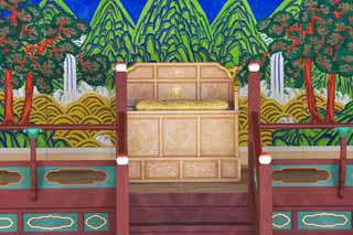 photo,material,free,landscape,picture,stock photo,Creative Commons,An Emperor's chair of Kyng-bokkung, wooden building, world heritage, King, cushion