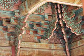 fotografia, materiale, libero il panorama, dipinga, fotografia di scorta,Un raggio di Kyng-bokkung,  fatto di legno, pilastro, Reticolato, Colorante Ricco