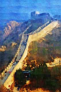 illust, materiale, libero panorama, ritratto dipinto, matita di colore disegna a pastello, disegnando,Grande Muraglia, Muri, Lou arrocca, Xiongnu, Imperatore Guangwu di Han