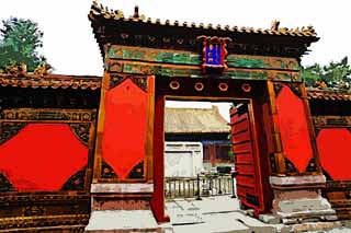 illustration,material,free,landscape,picture,painting,color pencil,crayon,drawing,Those scenes from the gate, Hitoshi, Zhu coating, DOOR, Palace, Wall
