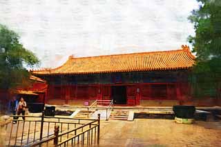 illustration,material,free,landscape,picture,painting,color pencil,crayon,drawing,Those scenes, Hitoshi Palace, Zhu coating, Lattice, Palace, Imperial Concubine Zhen