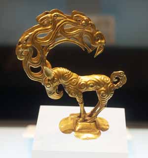 fotografia, material, livra, ajardine, imagine, proveja fotografia,Gold Monster, Ornamentos, Chapu, Trabalho de ouro, China antiga