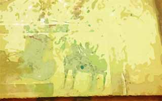 Illust, materieel, vrij, landschap, schilderstuk, schilderstuk, kleuren potlood, crayon, werkje,Geschilderd Stone met strijdwagens, Paarden, Paard, Militaire commandant, Rijtuig, Knippatroonen