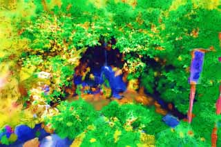 illust, matire, libre, paysage, image, le tableau, crayon de la couleur, colorie, en tirant,Pavillon d'Or Temple de Longmen Falls, Hritage Mondial, Pavillon d'or, Ashikaga Yoshimitsu, Kyoto