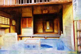 Illust, materieel, vrij, landschap, schilderstuk, schilderstuk, kleuren potlood, crayon, werkje,YUKA in paviljoen Kinkakuji, Wereld Heritage, Gouden Paviljoen, Thee, Kyoto
