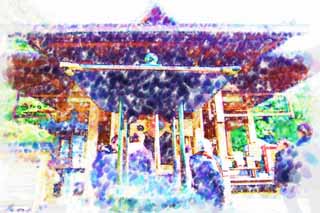 illust, materiale, libero panorama, ritratto dipinto, matita di colore disegna a pastello, disegnando,Kinkakuji padiglione FUDOUDOU, Eredit di Mondo, Padiglione dorato, Ashikaga Yoshimitsu, Kyoto