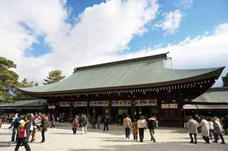 Foto, materieel, vrij, landschap, schilderstuk, bevoorraden foto,Buiten de hal van de eredienst in Kashihara Shrine, Shinto, , Kronieken van Japanneren, Kojiki