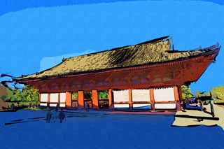 illustration,material,free,landscape,picture,painting,color pencil,crayon,drawing,To-ji Temple Auditorium, Buddhism, Cathedral, World Heritage, Esoteric Buddhism
