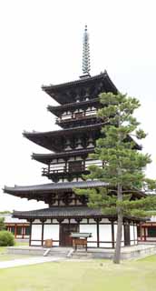 fotografia, materiale, libero il panorama, dipinga, fotografia di scorta,Tempio di Yakushi-ji torre est, Io sono dipinto in rosso, Il Budda di guarire, Convento buddista, Chaitya