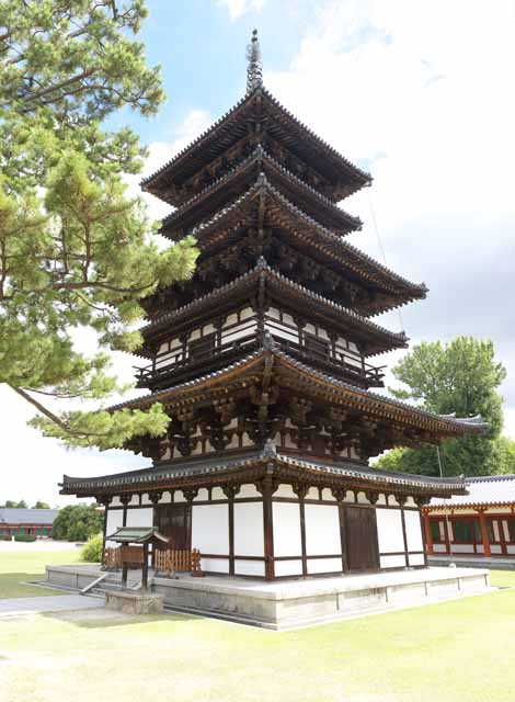 foto,tela,gratis,paisaje,fotografa,idea,Torre de este de Temple de ji de - de Yakushi, Soy pintado de rojo, El buda de la curacin, Monasterio Buddhist, Chaitya