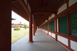 Foto, materiell, befreit, Landschaft, Bild, hat Foto auf Lager,Yakushi-ji Temple-Korridor, Ich werde in roten gemalt, Der Buddha vom Verheilen, Buddhistisches Mnchskloster, Chaitya