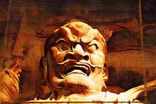 illust, matire, libre, paysage, image, le tableau, crayon de la couleur, colorie, en tirant,Temple Todai-ji statue de Roi Deva en bois, Temple Todai-ji, Sculpture du Bouddhisme, Unkei, Chaitya