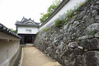 Foto, materiell, befreit, Landschaft, Bild, hat Foto auf Lager,Das Himeji-jo Burgtor, Vier nationale Schtze-Burg, Sadanori Akamatsu, Shigetaka Kuroda, Hideyoshi Hashiba