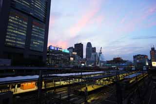 foto,tela,gratis,paisaje,fotografa,idea,El anochecer de estacin de Shinjuku, Ferrocarril, Shinjuku, Edificio alto, Ciudad