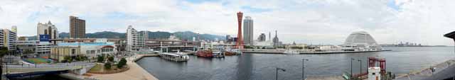 foto,tela,gratis,paisaje,fotografa,idea,Movimiento amplio de puerto de Kobe del ojo, Puerto, Barco de recreo, Comercio, Atraccin turstica