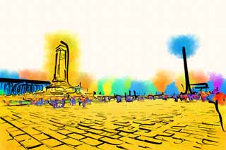 illust, materiale, libero panorama, ritratto dipinto, matita di colore disegna a pastello, disegnando,Tiananmen quadra, prenda a sassate pavimentazione, Tiananmen quadra, La Repubblica delle Persone della Cina, La storia