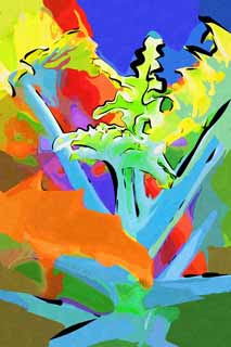illust, materiale, libero panorama, ritratto dipinto, matita di colore disegna a pastello, disegnando,Una pianta carnosa, gemma, Blu, foglia, Crescita
