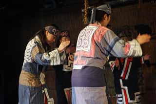 Foto, materiell, befreit, Landschaft, Bild, hat Foto auf Lager,Das traditionelle Tanzen von Ainu, Tanz, Volkskostm, Stickerei, Ainu
