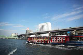 photo,material,free,landscape,picture,stock photo,Creative Commons,Sumida River descent, bridge, Sumida River descent, ship, Traffic