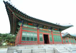 foto,tela,gratis,paisaje,fotografa,idea,Virtud del santuario de Kotobuki de virtud Hiroshi, Edificio de palacio, Soy pintado de rojo, Verde azulado, Arquitectura de tradicin