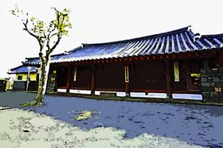 illust, materiale, libero panorama, ritratto dipinto, matita di colore disegna a pastello, disegnando,Villaggio di popolo di citt di castello, Io sono dipinto in rosso, Confucianesimo, Architettura di tradizione, Cultura