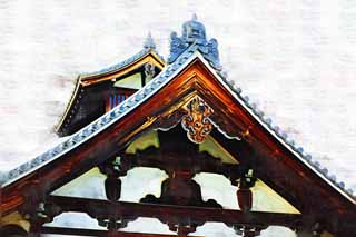 illustration,material,free,landscape,picture,painting,color pencil,crayon,drawing,Tenryu-ji sermon hall, Chaitya, Zen meditation, world heritage, Sagano