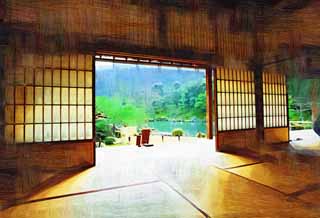illust,tela,gratis,paisaje,fotografa,idea,pintura,Lpiz de color,dibujo,Longitud de Ogata de Tenryu - ji, Chaitya, Felpudo de tatami, Herencia de mundo, Sagano