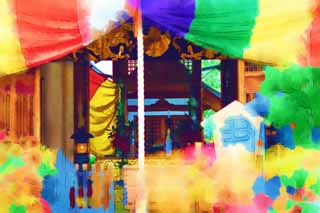 illust, matire, libre, paysage, image, le tableau, crayon de la couleur, colorie, en tirant,Tenryu-ji, Chaitya, gard sacr, patrimoine de l'humanit, Sagano