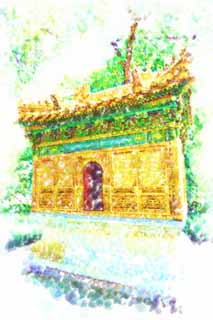 illustration,material,free,landscape,picture,painting,color pencil,crayon,drawing,Ming Xiaoling Mausoleum joss house, The emperor, The hills and rivers, The soul, world heritage