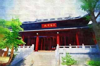 illustration,material,free,landscape,picture,painting,color pencil,crayon,drawing,Hoden very much male ghost Valley temple, , Buddhist monastery, Prayer, Buddhism