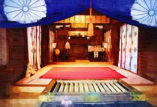 illust, , , , , ,  ,  , .,Omiwa shrine   Shinto shrine, Kusurii , , Precincts, Shinto