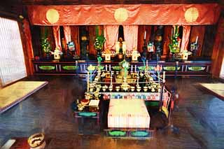 illust, material, livram, paisagem, quadro, pintura, lpis de cor, creiom, puxando,Ninna-ji Templo alma Akira, Budismo, Imagem budista, Mveis de altar budistas, entesourado esttua budista