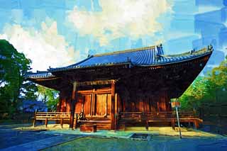 illust, materiale, libero panorama, ritratto dipinto, matita di colore disegna a pastello, disegnando,Tempio di Ninna-ji Kannondo, Stile architettonico giapponese, Le Kannon-con-uno-mille-armi, Chaitya, eredit di mondo