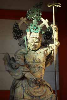 photo, la matire, libre, amnage, dcrivez, photo de la rserve,Gardien du Blanc du Temple de Ninna-ji de la statue Est, Roi quatre Devas, Image bouddhiste, divinit gardienne, divinit gardienne de dieu du Bouddhisme de justice
