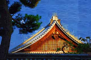 illust, material, livram, paisagem, quadro, pintura, lpis de cor, creiom, puxando,Templo de Myoshin-ji eremitrio de Tokai, Egen Kanzan, fundo de floresta, O papa de jardim de flor, templo que pertence  seita de Zen
