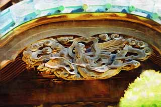 illust, materiale, libero panorama, ritratto dipinto, matita di colore disegna a pastello, disegnando,Shibamata Sakra Deranam Indra la scultura, fanciulla celestiale, nube, tempio, Buddismo