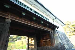 Foto, materieel, vrij, landschap, schilderstuk, bevoorraden foto,Imperiale Palace Sakurada-mon Poort, Ishigaki, Paleis, Watari passage onder een torentje, Edo-jo Kasteel