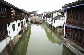photo, la matire, libre, amnage, dcrivez, photo de la rserve,Canal Zhujiajiao, voie navigable, La surface de l'eau, bateau de bateau de pche main-travaill, touriste