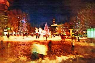 illustration,material,free,landscape,picture,painting,color pencil,crayon,drawing,A main street park, Illuminations, , light, I am beautiful
