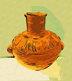 illustration,material,free,landscape,picture,painting,color pencil,crayon,drawing,A person of ancient Chinese horse cave culture colored earthenware string crest pot, pot, The ancients, pattern, The history