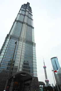 foto,tela,gratis,paisaje,fotografa,idea,Rascacielos de Shangai, Tren de pelota de luz de este de reloj; una torre, Torre de ramie de ginebra, Shigeru Kim, Rascacielos