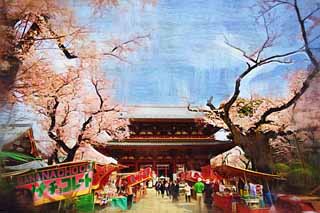 illust, matire, libre, paysage, image, le tableau, crayon de la couleur, colorie, en tirant,Ikegami sont devant le temple de porte porte Deva, Takashi Nichiren, Chaitya, Mikado, Apparence de la mre du cas d'une maison