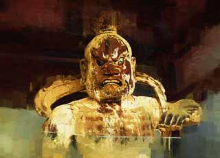 illust, materiale, libero panorama, ritratto dipinto, matita di colore disegna a pastello, disegnando,Tempio di Taima due immagine di re di Deva, Immagine buddista, Due re di Deva, Deva King l'immagine, 