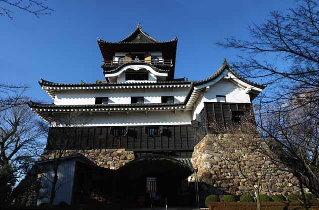 Foto, materiell, befreit, Landschaft, Bild, hat Foto auf Lager,Inuyama-jo Burgburgturm, Burg, nationaler Schatz, , Nobuyasu Oda