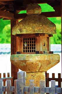 illust, materiale, libero panorama, ritratto dipinto, matita di colore disegna a pastello, disegnando,Il tempio di Taima cesto di lanterna di pietra pi grande giapponese, Chaitya, prenda a sassate lanterna orto, Tenente di principessa leggenda generale, prenda a sassate lanterna