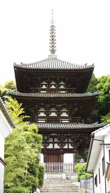 photo,material,free,landscape,picture,stock photo,Creative Commons,Three folds of Taima temple towers, Buddhism, Japanese building, triple tower, Buddhism architecture