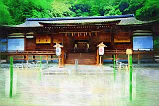 illust, , , , , ,  ,  , ., Shinto shrine  shrine  Uji,  , Shinto, ceremonial sandpile, - 